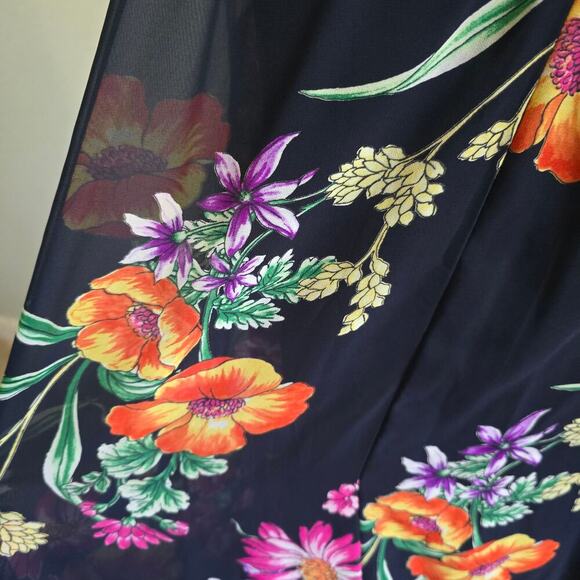 Express Women's Maxi Dreass Black Floral Strapy NWT Chiffon Resort Vacation Sz S - Picture 6 of 10